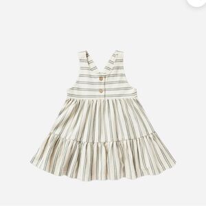 RUBY SWING DRESS | AQUA STRIPE, Luxury 12-18 month dress, natural + blue stripe